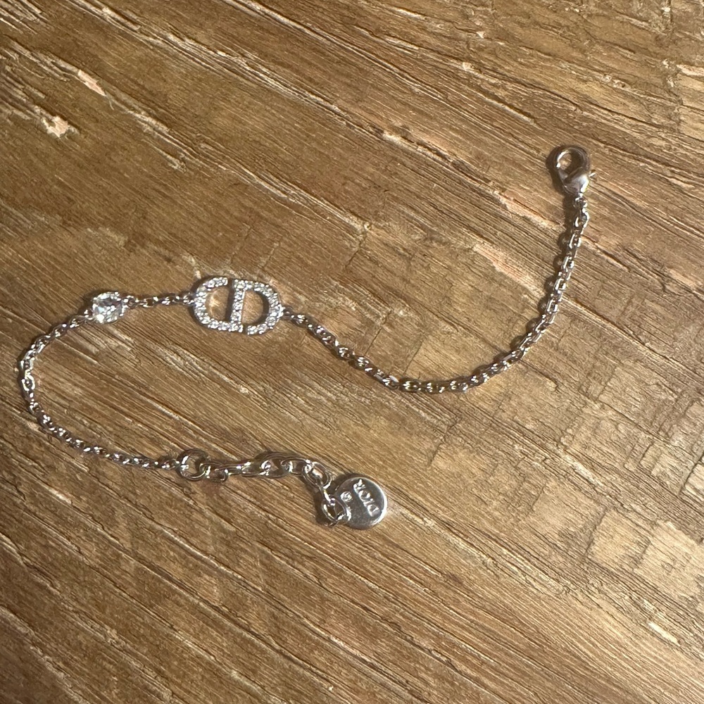 Christian Dior CD Silver Women's Bracelet with Small Diamond Stud